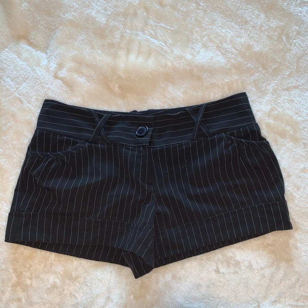 black striped shorts
